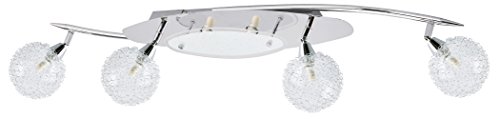 Trango 6 flammig Deckenleuchte 1002-68 Chromoptik incl. 6x G9 LED Leuchtmittel 2000K warmweiße Lichtfarbe Badleuchte, Flurleuchte, Küchenleuchte, Schwenkbare Deckenlampe, Kronleuchter von Trango