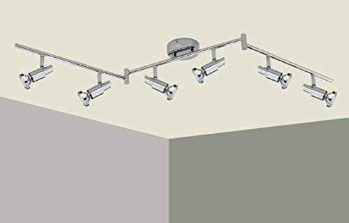 Trango 6-flammig 2991-68SD LED Deckenleuchte *OSCAR* in Chrom-Optik inkl. 6x 5 W 3-Stufen dimmbar GU10 LED Leuchtmittel I Deckenlampe I Deckenstrahler I Deckenspots I Wohnzimmer Lampe schwenkbar von Trango