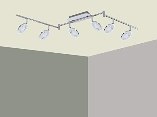 Trango 6-flammig 2002-068 LED Wohnzimmer Lampe *OLI* in Chrom-Optik inkl. 6x 5 Watt LED Modul I Deckenlampe I Deckenstrahler I Deckenleuchte I Schlafzimmer Leuchte schwenkbar und drehbar von Trango