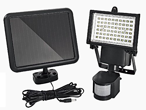 Trango 60 SMD LED Solarstrahler IP44 TGSOL-YF60 I Solar Wandleuchte I Solar Fluter Strahler inkl. Automatik ON/OFF durch Bewegungsmelder & Helligkeitssensor I Solarleuchte von Trango