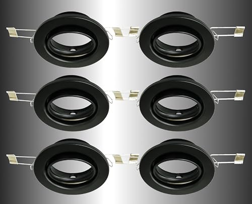 Trango 6er Set Einbaustrahler 6729-065AK in Schwarz matt Deckenstrahler Badleuchte Strahler inkl. 6x GU10 Fassung geeignet für LED Einbauleuchte, Deckenleuchte ohne Leuchtmittel Trango 6er Set Einbaustrahler 6729-065AK in Schwarz matt Deckenstrahler Badleuchte Strahler inkl. 6x GU10 Fassung geeignet für LED Einbauleuchte, Deckenleuchte ohne Leuchtmittel von Trango