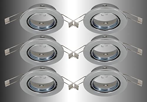 Trango 6er Set Einbaustrahler 6729-068AK in Rund Chrom-Optik Deckenstrahler, Einbauleuchte Badleuchte Strahler inkl. 6x GU10 Fassung geeignet für LED & Halogen ohne Leuchtmittel von Trango