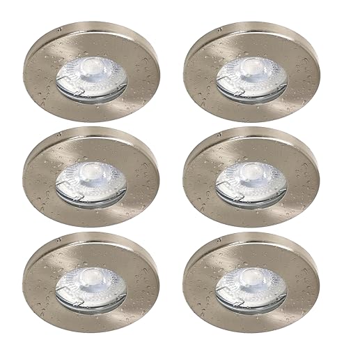 Trango 6er Set IP65 Einbaustrahler aus Edelstahl gebürstet 6729IP65-062MCOB inkl. 6x 5 Watt 3000K warmweiß Ultra Flach LED Modul für Bad, Dusche, Einbauspots, Deckenstrahler, Deckenlampe, Badleuchte Trango 6er Set IP65 Einbaustrahler aus Edelstahl gebürstet 6729IP65-062MCOB inkl. 6x 5 Watt 3000K warmweiß Ultra Flach LED Modul für Bad, Dusche, Einbauspots, Deckenstrahler, Deckenlampe, Badleuchte von Trango