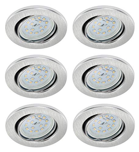 Trango 6er Pack 6729-069MO Einbaustrahler, Einbauleuchte, Deckenlampe aus ALU gebürstet in Rund inkl. 6x 5 Watt LED Modul nur 30mm Einbautiefe Deckenleuchte, Einbauspots Deckenpampe Trango 6er Pack 6729-069MO Einbaustrahler, Einbauleuchte, Deckenlampe aus ALU gebürstet in Rund inkl. 6x 5 Watt LED Modul nur 30mm Einbautiefe Deckenleuchte, Einbauspots Deckenpampe von Trango