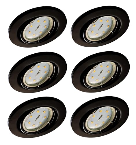 Trango 6er Set LED Einbaustrahler in Schwarz matt Rund 6729-065M3 Bad Einbauleuchte, Deckenstrahler, Einbauspots, Deckenlampe incl. 6x 3000K warmweiß LED Modul Ultra Flach nur 3cm Einbautiefe Trango 6er Set LED Einbaustrahler in Schwarz matt Rund 6729-065M3 Bad Einbauleuchte, Deckenstrahler, Einbauspots, Deckenlampe incl. 6x 3000K warmweiß LED Modul Ultra Flach nur 3cm Einbautiefe von Trango