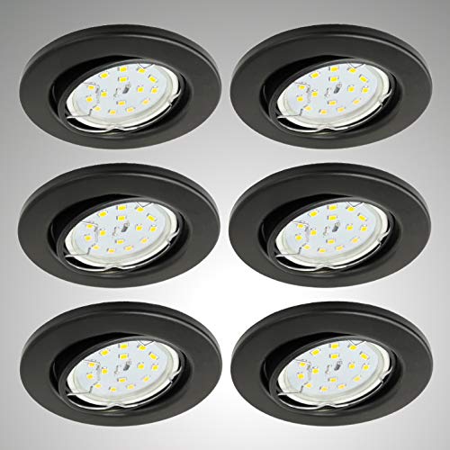 Trango 6er Set LED Deckenstrahler 6729-065GUSDAK in Schwarz matt Rund inkl. 6x 5 Watt 3-Stufen dimmbar GU10 LED Leuchtmittel 3000K warmweiß Einbaustrahler, Einbauspot, Deckenleuchte, Deckenspots Trango 6er Set LED Deckenstrahler 6729-065GUSDAK in Schwarz matt Rund inkl. 6x 5 Watt 3-Stufen dimmbar GU10 LED Leuchtmittel 3000K warmweiß Einbaustrahler, Einbauspot, Deckenleuchte, Deckenspots von Trango