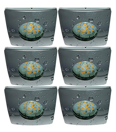 Trango 6er Set IP44 LED Einbaustrahler in Chrom Eckig 6729IP-068SMO inkl. 6x 5W LED Modul nur 3cm Einbautiefe für Bad I Dusche I Einbauspots I Deckenspots I Deckenleuchten von Trango