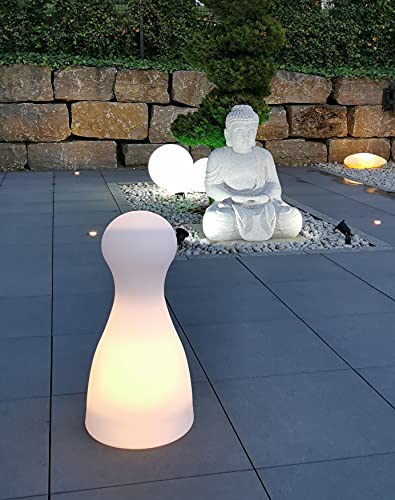 Trango 7234 IP65 Leucht-Figur mit 1x E27 Lampenfassung Spielfigur Gartenlampe *HALMA* 50cm Hoch in weiß inkl. ca. 5 Meter Kabel Außenlampe, Gartenstrahler, Leuchtkegel ohne Leuchtmittel von Trango