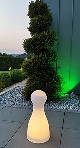 Trango 7236 IP65 Leucht-Figur mit 1x E27 Lampenfassung Spielfigur Gartenlampe *HALMA* 75cm Hoch in weiß inkl. ca. 5 Meter Kabel Außenlampe, Gartenstrahler, Leuchtkegel ohne Leuchtmittel von Trango