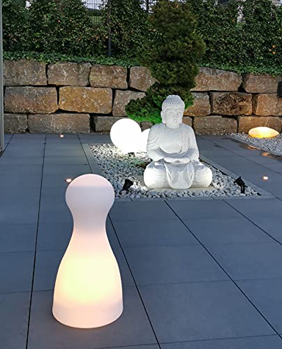 Trango 7236L LED Gartenstrahler IP65 Leucht-Figur inkl. 1x E27 LED Leuchtmittel Gartenlampe Außenlampe *HALMA* 75cm Hoch in weiß inkl. ca. 5m Zuleitungskabel Wegbeleuchtung, Außenleuchte, Leucht-Kegel von Trango