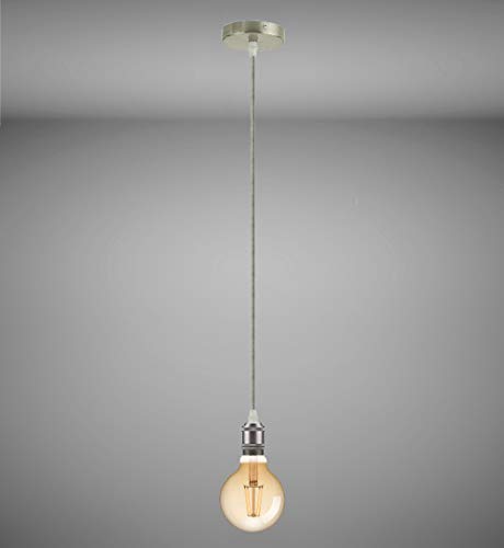 Trango 9000SL LED Retro Pendelleuchte Nickel matt inkl. 1x E27 4 Watt LED Amber *VINTAGE* Glühbirne 2500K warmweiß Gold farbig, Hängelampe inkl. 110cm in modernem Design Textilkabel von Trango