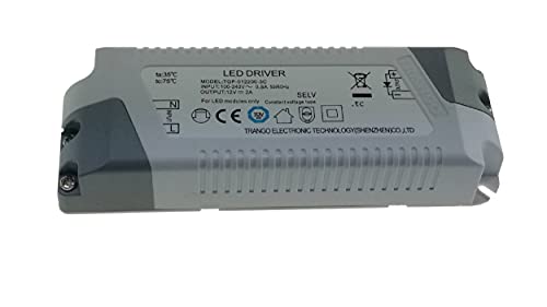 Trango AS12V-2A LED-Transformator 12 Volt DC - 2A – 24 Watt – Trafo, Niedervolt Netzteil, LED Driver für MR16, GU5.3, G4 LED Leuchtmittel, Stripes, Band, Lampen nicht dimmbar von Trango