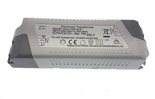Trango ASUN-70W-AC01 LED Transformator dimmbar 12 Volt AC – max. 70 Watt – Trafo, Niedervolt Netzteil, LED Driver für MR16, GU5.3, G4 LED Leuchtmittel, Stripe, Band, lampen Trango ASUN-70W-AC01 LED Transformator dimmbar 12 Volt AC – max. 70 Watt – Trafo, Niedervolt Netzteil, LED Driver für MR16, GU5.3, G4 LED Leuchtmittel, Stripe, Band, lampen von Trango