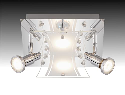 Trango 4-flammig 3490 LED Deckenleuchte *BRIAN* inkl. 4x GU10 LED Leuchtmittel Chrom-Optik - Deckenlampe - Deckenstrahler - Deckenspots - Wohnzimmer Lampe - Badlampe schwenkbar und drehbar Spots von Trango