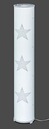 Trango Design & Modern 1246-SW Stehleuchte - Stehlampe - Standleuchte - Deko-Stehlampe Waikiki mit einem weißem Stoffschirm mit Sternendekor ohne Leuchtmittel von Trango