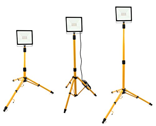 Trango G1504-503W LED Arbeitstrahler 50Watt - 2700K warmweiß Baustrahler I Fluter I Flutlicht I Baustelle Strahler inkl. 3m Zuleitung inkl. Stativ mit Höhenverstellbar 66-170cm von Trango