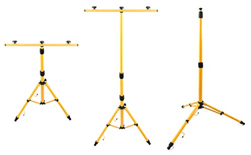 Trango G1504 Teleskop Stativ für Arbeitsstrahler I Baustrahler in Gelb I höhenverstellbar von 66-170 cm I zusammenklappbar I 3 Standfüße I Stahl I für LED oder Halogen-Fluter geeignet von Trango