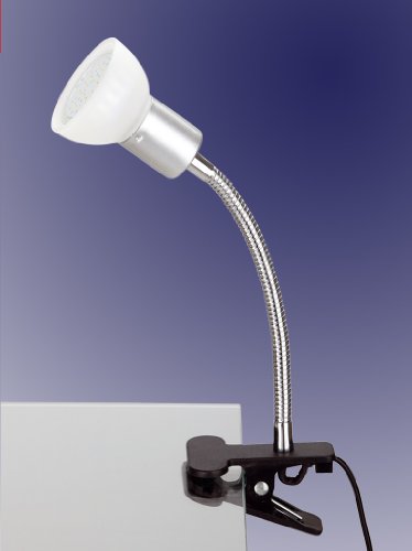 Trango 2989-016 LED Klemmleuchte *EASY* Tischlampe Leseleuchte Clip Lampe mit weißem Glas Lampenschirm, Klemmspot, Nachtlicht, Schreibtischlampe inkl. 1x GU10 3000K warmweiß LED Leuchtmittel von Trango