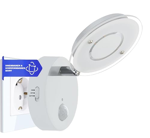 Trango LED Sensor Nachtlicht *NITE* 2636-016 in Weiß mit Automatikfunktion direkt 230V mit Bewegungssensor I Sicherheitslicht I Steckdose Lampe I Wandlampe I Orientierungslicht I Kinder Nachtlampe von Trango