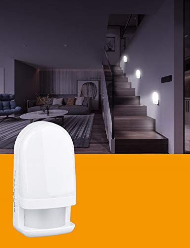 Trango LED Sensor Nachtlicht 11-038 in Weiß mit Automatikfunktion 3000K warmweiß direkt 230V I mit Bewegungssensor I Sicherheitslicht I Steckdose I Lampe I Wandlampe I Orientierungslicht I Einschlafhilfe von Trango