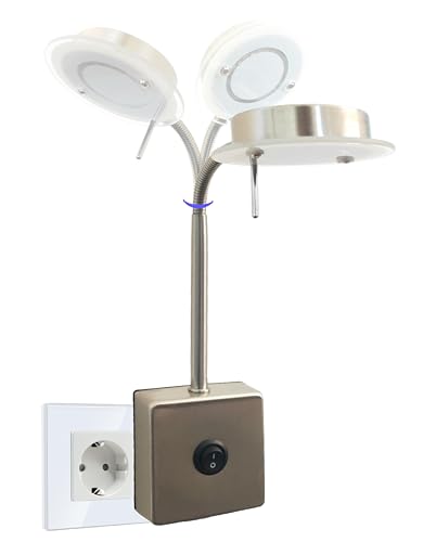 Trango LED Steckerleuchte 2605 Wandleuchte, Leselampe, Küchenlampe, Nachtlicht in Nickel matt inkl. 5 Watt LED Modul warmweiß 3000K Leuchtmittel, Wandlampe, Küchenlampe von Trango