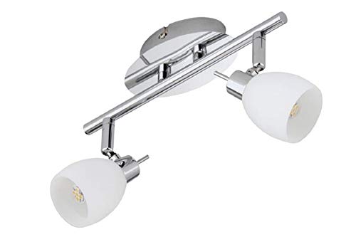 Trango Modern 2-flammig LED Deckenleuchte 2882-028 Deckenstrahler schwenkbar, Metall Chrom mit satinierten Gläsern incl. 2x LED Leuchtmittel von Trango