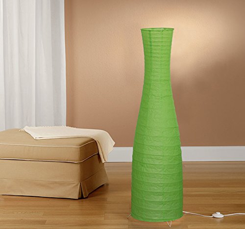 Trango 1231-027L Design LED Reispapier Stehlampe *SWEDEN* Reispapierlampe *HANDMADE* Stehleuchte mit grünem Lampenschirm inkl. 2x E14 LED Leuchtmittel - Höhe 125cm, Wohnraumlampe, Standlampe von Trango