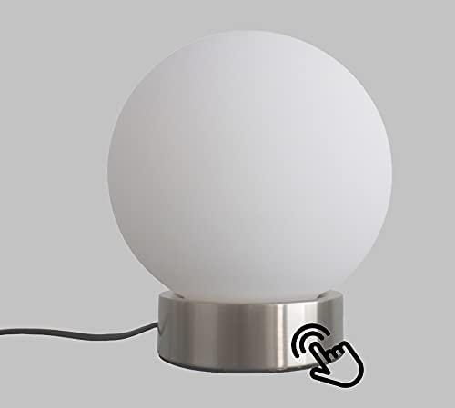 Trango Stufenlos dimmbar LED Tischlampe 2017-05T in Nickel matt mit satiniertes Kugelglas Lampenschirm *Giulia* Nachttisch & Fensterbank Lampe incl. 5 Watt LED Modul 3000K warmweiß Schreibtischlampe Trango Stufenlos dimmbar LED Tischlampe 2017-05T in Nickel matt mit satiniertes Kugelglas Lampenschirm *Giulia* Nachttisch & Fensterbank Lampe incl. 5 Watt LED Modul 3000K warmweiß Schreibtischlampe von Trango