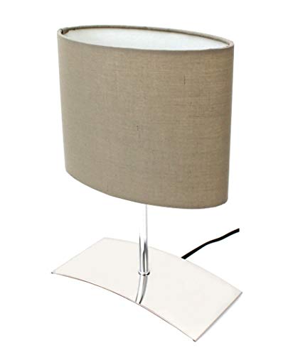 Trango 2018-04B Nachttischlampe *BROWNIE* Tischleuchte, Nachttischlampe, Schreibtischleuchte, Tischlampe, Fensterbank Leuchte mit Stoffschirm in Braun L: 200mm B: 100mm H: 300mm ohne Leuchtmittel von Trango