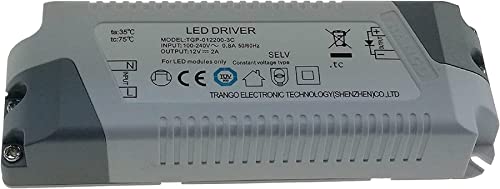 Trango LED2A LED Transformator 12 Volt DC - 2A – 24 Watt – Trafo, Niedervolt Netzteil, LED Driver für MR16, GU5.3, G4 LED Leuchtmittel, Stripe, Band, lampen nicht dimmbar von Trango