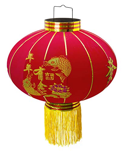 Trango 1er Pack LT500-01 chinesische Laterne Pendel, 50cm Durchmesser aus Stoff für Innen Rote Glück Laterne, Chinese New Year Lantern, Rote Lampion, Hochzeit Party Laterne ohne Leuchtmittel von Trango