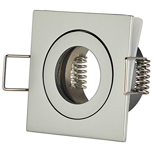 10x Einbaustrahler Rahmen Set Silber eckig IP-44 für Bad und Außen-Bereich - Einbaurahmen für GU11 MR11 Leuchtmittel 35mm - 40mm Bohrloch Badezimmer Einbau-Spot Strahler Einbauleuchte von Trano