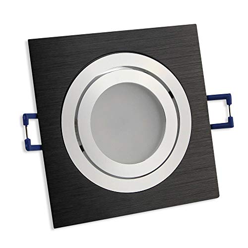 10x LED Einbaustrahler Set schwarz - eckig 5 Watt neutralweiß 230V dimmbar und super flach - schwenkbar, 80mm Bohrloch, Aluminium - Spot Decken-Strahler Einbauleuchte von Trano