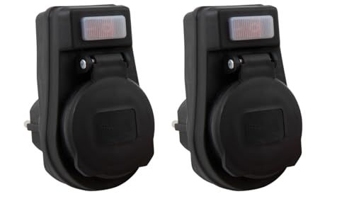 2er Steckdosenadapter mit Schalter - 230V/16A IP44 wasserdichter Outdoor Steckdose - Gummi-Abdeckung Zwischenstecker für Außenbereich Steckdosenadaper 2er Steckdosenadapter mit Schalter - 230V/16A IP44 wasserdichter Outdoor Steckdose - Gummi-Abdeckung Zwischenstecker für Außenbereich Steckdosenadaper von Trano