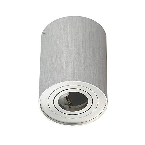 Trano 6er Set Aufbaurahmen Silber/Edelstahl gebürstet rund GU10 für Aufbauleuchte - Aufbaustrahler aus Aluminium 97x125mm - für LED und Halogen Leuchtmittel - Einbaustrahler, von Trano