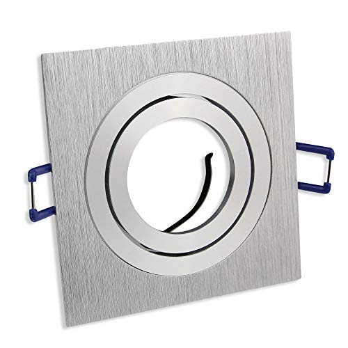 6x Einbaurahmen Set flach für GU10 230V - 80mm Bohrloch, Rahmen schwenkbar für optimale Lichtverhältnisse - elegantes Design, schicke Optik und hochwertige - für LED und Halogen | silber - eckig von Trano