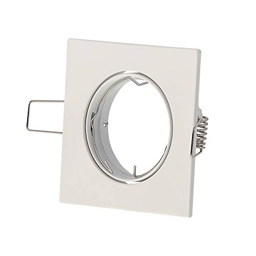 6x Einbaurahmen Set für Einbaustrahler weiß eckig schwenkbar aus Aluminium - Rahmen geeignet für GU10 MR16 LED und Halogen-Leuchtmittel - 65-70mm Bohrloch Gehäuse Einbau-Spot von Trano