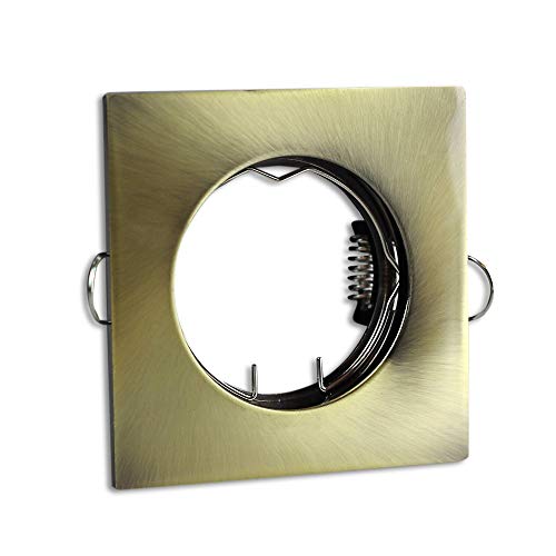 6x Einbaustrahler Rahmen Set eckig - gold - Einbaurahmen für GU10 MR16 Leuchtmittel - Ø60mm Bohrloch Einbau-Spot Strahler Einbauleuchte von Trano