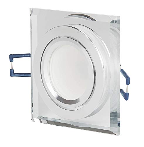6x LED Einbaustrahler Set Glas eckig - transparent 5 Watt warmweiß 230V - Einbau-Spot dimmbar schwenkbar flach als Deckenleuchte Decken-Strahler - Einbauleuchte 75-80mm Bohrloch von Trano
