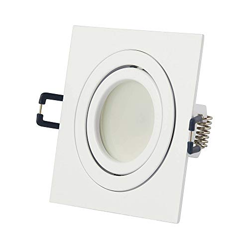 6x LED Einbaustrahler Set Weiß eckig 7,5 Watt dimmbar kaltweiß 230V GU10 - Einbauleuchte schwenkbar aus Aluminium - 75-85mm Bohrloch 92x92mm Einbau-Spot Decken-Strahler von Trano