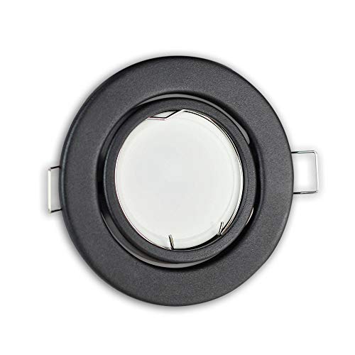 6x LED Einbaustrahler Set anthrazit rund 5 Watt kaltweiß 230V super flach - Einbauleuchte schwenkbar und - 70mm Bohrloch Einbau-Spot Decken-Strahler Deckeneinbaustrahler von Trano