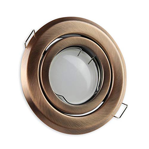 6x LED Einbaustrahler Set bronze rund 5 Watt warmweiß GU10 230V - Einbauleuchte schwenkbar 80-85mm Bohrloch - Deckeneinbaustrahler Deckenspot Deckeneinbauleuchte Einbauleuchte Einbau-Spot von Trano