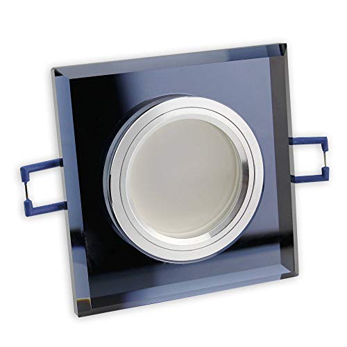 6x LED Einbaustrahler Set schwarz - eckig aus Glas 5 Watt kaltweiß 12V - MR16 Einbauleuchten 60-70mm Bohrloch - Einbau-Spot Decken-Strahler Deckeneinbaustrahler Deckenspot von Trano