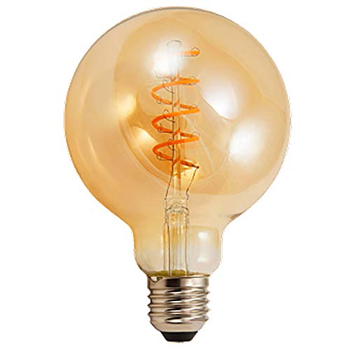 Trano E27 LED Lampe 4W warmweiß 2200K Filament – G95 Spiral Birne gold 280lm Edison Retro Vintage Leuchtmittel Glüh-Birne Licht Fadenlampe von Trano