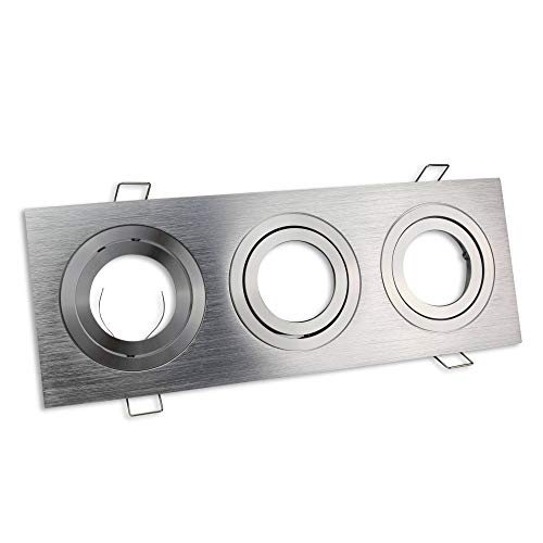 Einbaurahmen 3 flammig eckig aus Aluminium schwenkbar - eckiger Rahmen in schöner gebürsteter Optik - für LED und Halogen Lampen - Einbaustrahler hochwertig verarbeitet | 3er von Trano