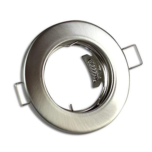 Einbaustrahler Rahmen silber gebürstet rund super flach - Einbaurahmen für GU10 MR16 Leuchtmittel - Ø60mm Bohrloch Einbau-Spot Strahler Einbauleuchte von Trano