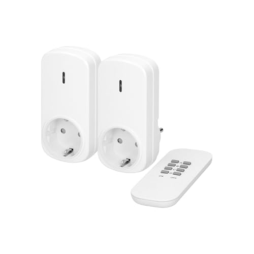 Funksteckdose mit Fernbedienung, Schuko-Version, 2er Set, Weiß, 1000W, 25m Reichweite' Funksteckdose mit Fernbedienung, Schuko-Version, 2er Set, Weiß, 1000W, 25m Reichweite' von Trano