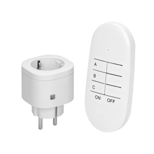 Funksteckdose mit Fernbedienung - Max. 3000W Belastung - Weiß - Ideal für Zuhause und Büro Funksteckdose mit Fernbedienung - Max. 3000W Belastung - Weiß - Ideal für Zuhause und Büro von Trano