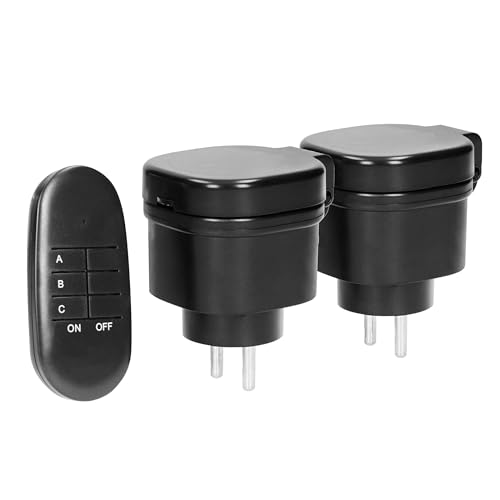 Funksteckdosen 2er Set mit Fernbedienung – Steckdose Schuko Typ F, IP44, 3000W, 30 m Reichweite – Funk-Schalter Kabellos & wetterfest für Innen & Außen, Schwarz Funksteckdosen 2er Set mit Fernbedienung – Steckdose Schuko Typ F, IP44, 3000W, 30 m Reichweite – Funk-Schalter Kabellos & wetterfest für Innen & Außen, Schwarz von Trano
