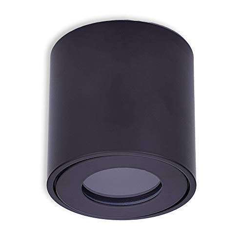 LED Aufbauleuchte IP44 schwarz rund 7 Watt warmweiß GU10 230V - Aufbaustrahler für Bad und Außen Downlight Spot Deckenlampe Loft Aufbauleuchte Aufbau-Spot Decken-Strahler von Trano
